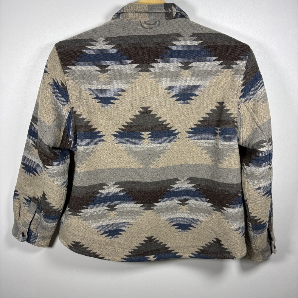 Jachs NY Mens XXL Sherpa Lined Southwestern Shirt Jacket Grey Blue Aztec - Picture 2 of 6